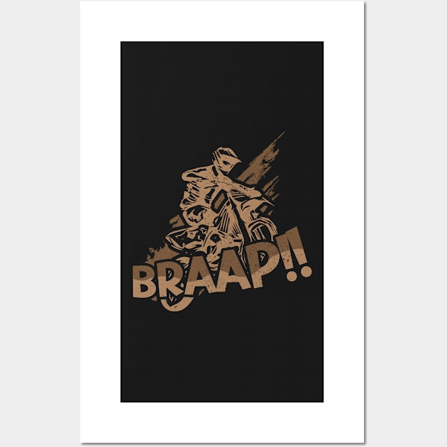 Motocross Dirtbike Offroad Motorbike Rider Braap Wall Art by Yuupi9